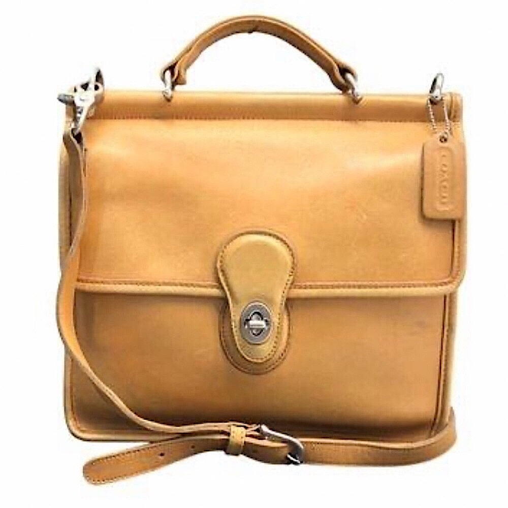 Vintage COACH WILLIS Camel Glove Tanned Leather Turn Lock Crossbody Bag 9927 USA - Picture 7 of 15